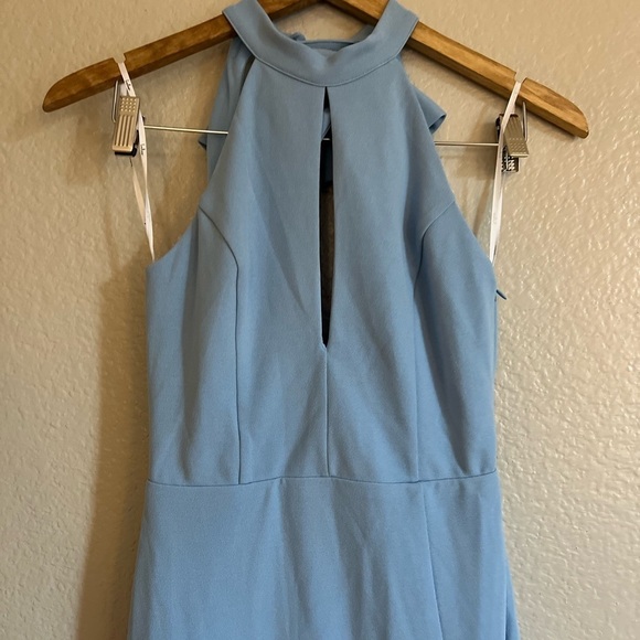 NWOT Striking Elegance Light Blue Bow Backless Halter Maxi Dress - Picture 4 of 8